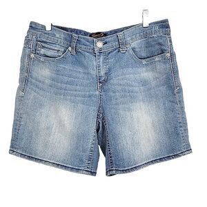 Seven7 Womens Denim Shorts Size 12 (34x7) Jeans Embroidered Pockets
